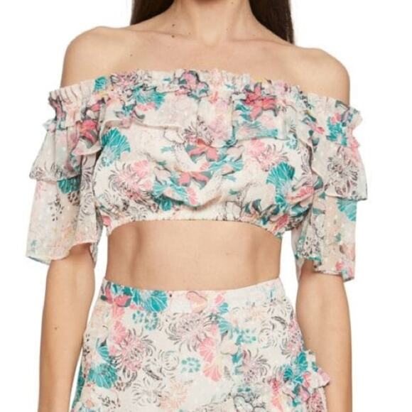 WALTER BAKER Sienna Floral Off the Shoulder Crop Top Size M NWT - Picture 1 of 10